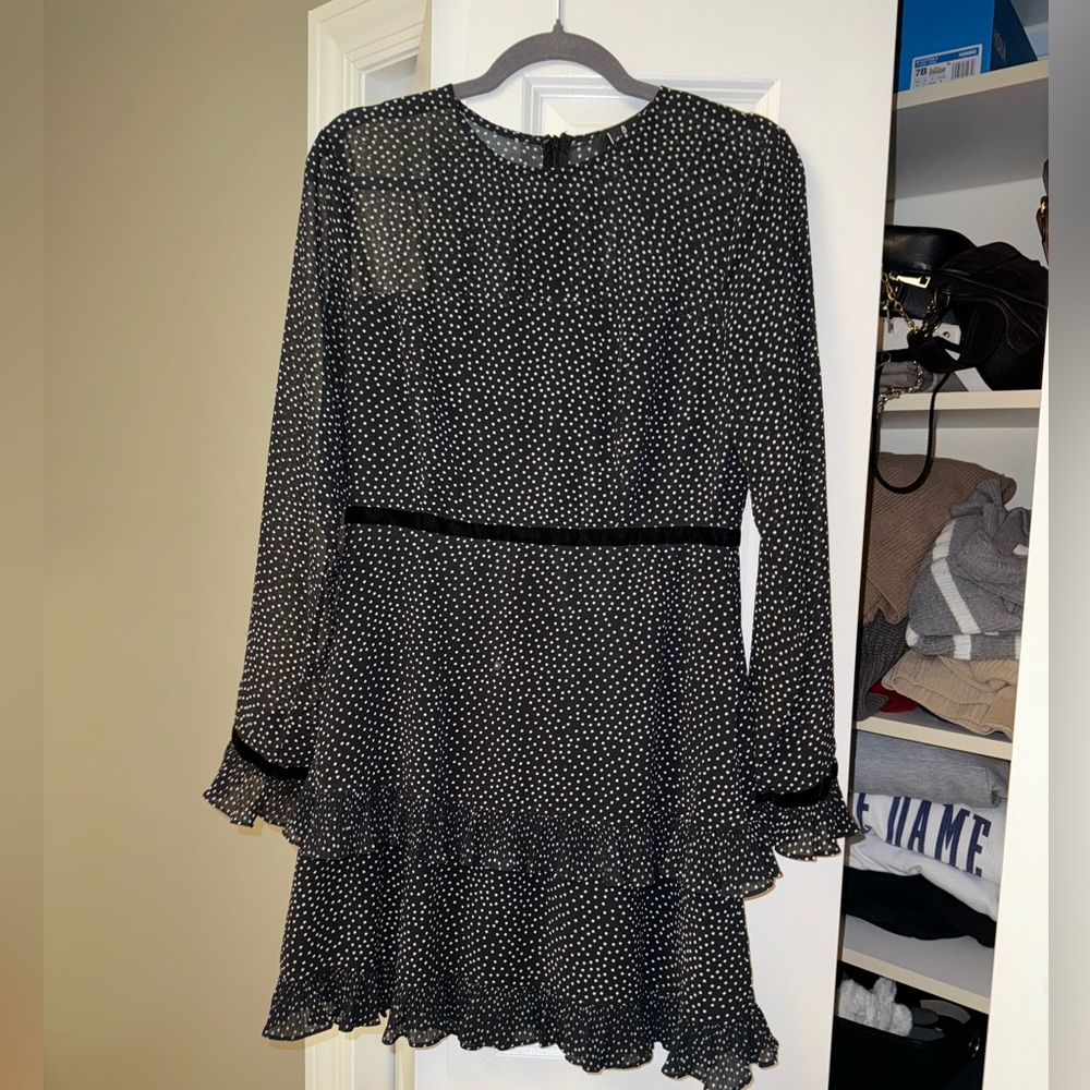 Lulus Polka Dot Long Sleeve Mini Dres